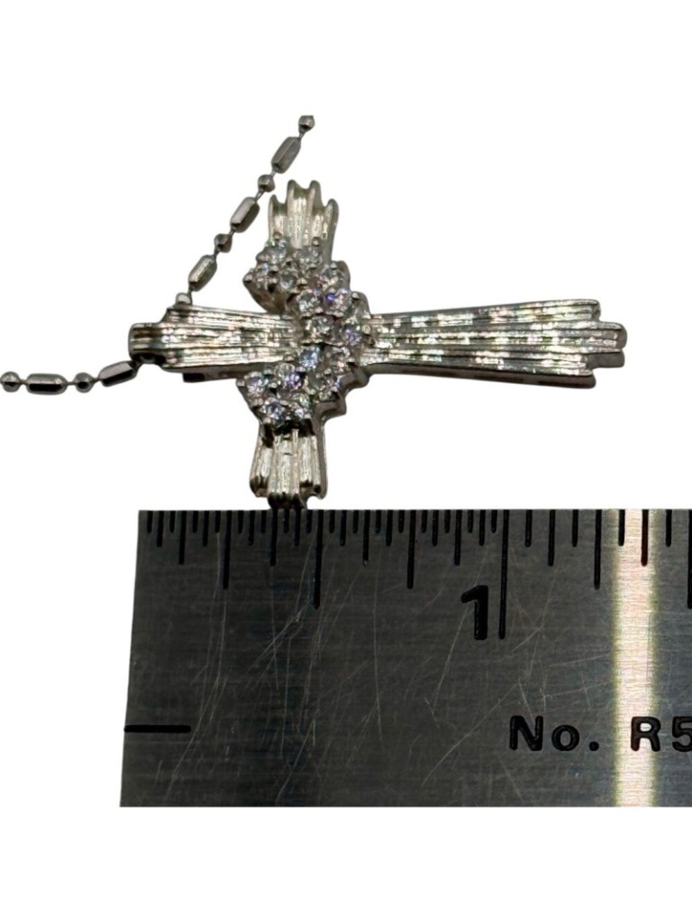 Christian Cross Sterling Silver Pendant Necklace Draped with Elegant Sash 24" - Picture 6 of 16